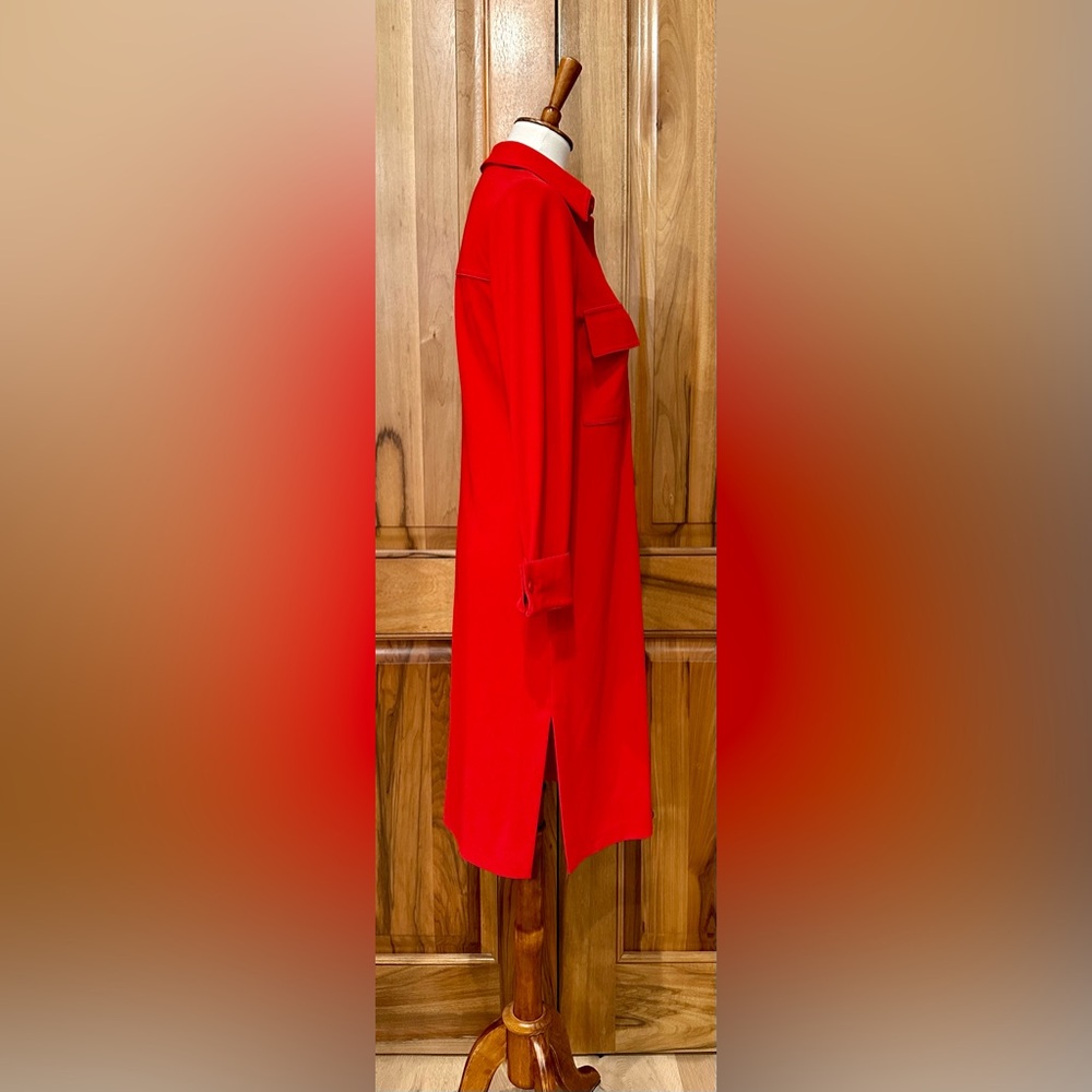Linda Allard - Tracy Ellen - Vivid Red Jersey Knit Long-Sleeve Dress - EUC - 4 - Picture 4 of 13